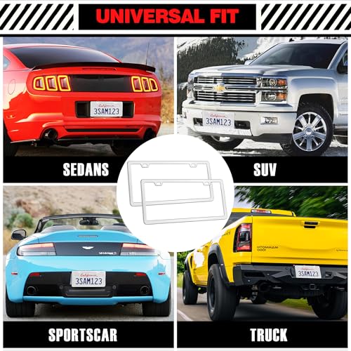2 Pack Sliver Stainless Steel License Plate Frames with 2 Holes, Polish Mirror License Plate Holder, Rust-Proof, Includes Chrome Screw Accessories, Universal Car License Plate Cover for Man and Women