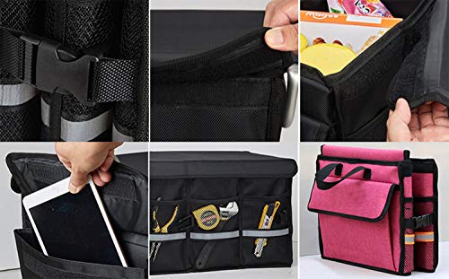 Trunk Organizer for SUV Car, Truck, Minivan Adjustable Compartments Foldable Portable Trunk Organizer, Heavy Duty Durable Car Organizer, Removable Flexible Storage Groceries Bag (BLACK, 4 IN 1)