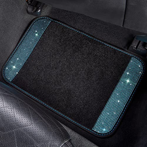 CAR PASS Bling Rhinestones Diamond Waterproof Car Floor Mat, Crystal Sparkly Shining Glitter Carpet, Anti-Slip PVC Heel Pad Universal for Interior Auto SUV,Sedan,Van,4pcs Girly Women Mint Teal Diamond - color: Mint Diamond