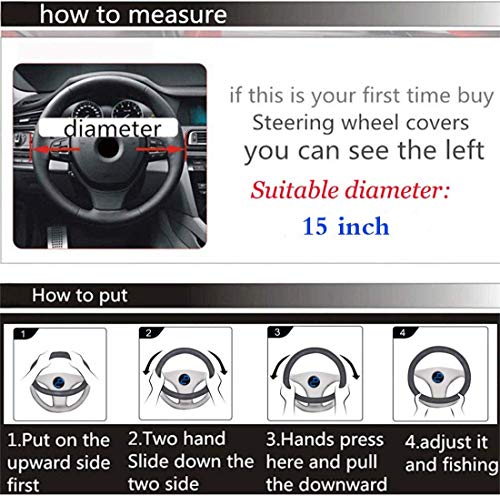 Steering Wheel Cover for Men Women Leather Universal Steering Wheel Covers for Car 15inch (Gray) - color: Premium Grey