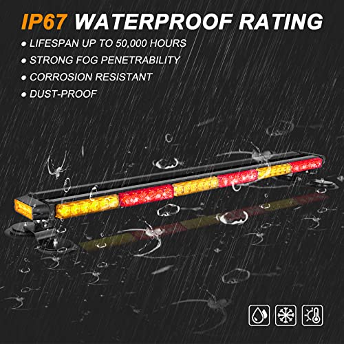 ASPL 38.5" 78 LED Strobe Light Bar Double Side Flashing High Intensity Emergency Warning Flash Strobe Light with Magnetic Base for Safety Construction Vehicles Tow Trucks Pickup (Amber/Red) - color: Amber/Red