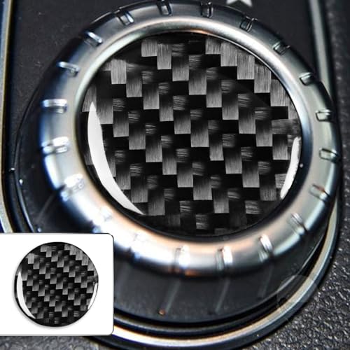 Generic Auto Center Console Multimedia Adjustment Knob Trim Cap Panel Sticker Real Carbon Fiber Interior Trim Accessories Compatible with Benz CLA C117 2014-2018 GLA X156 2015-2019 Black, BM8112 - color: Center Console Multimedia Adjustment Knob Trim Cap