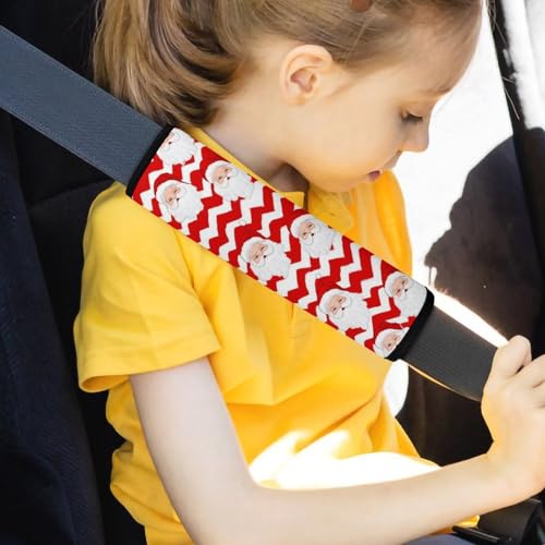 Comfortable Cushion Pad Car Shoulder Strap Harness Pad, Christmas Santa Claus Red 2PCS Car Belt Covers - color: Color843