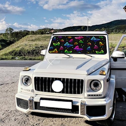Color Butterfly Car Windshield Sun Shade - Foldable Umbrella Sunshade for Front Window - color: Color Butterfly