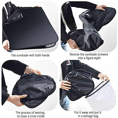300T Thickened Automotive Glass Sunshade and Comes with Storage Bag,Keep Car Interior Cool,Universal Windshield Sun Shade Fit for Cars,Trucks,SUVs (L: 57.08 * 31.5 inch) - color: L(57.08 × 31.5 inch)