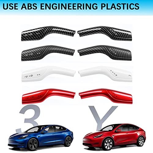 YHCDSEA Steering Lever Cover for Tesla Model 3/Y, Gear Shift Cover Accessory - Decorative Cover (Glossy Carbon Fiber Pattern) - style: Glossy Carbon Fiber Pattern