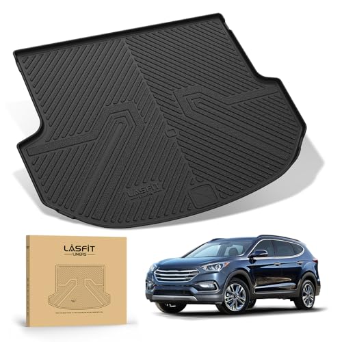 LASFIT Cargo Mat for Hyundai Santa Fe Sport 2018 2017 2016 2015 2014 2013, All Weather TPE Custom Fit Car Trunk Mats Cargo Liners Accessoires for Santa Fe Sport 2013-2018, Black - size: 2)For Hyundai Santa Fe Sport | 2013-2018 | Cargo