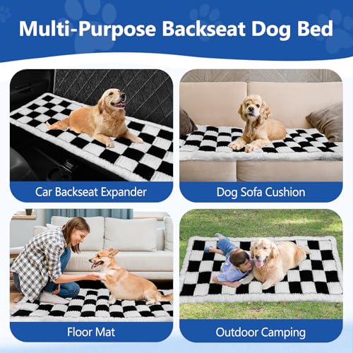Thickened Dog Bed for Car Back Seat, Upgraded Bottom Non-Slip, Fits Hard Bottom car seat Cover for Dogs, Premium Mixed Color, Dog Car Seat Cover(White-Black) - color: White-Black