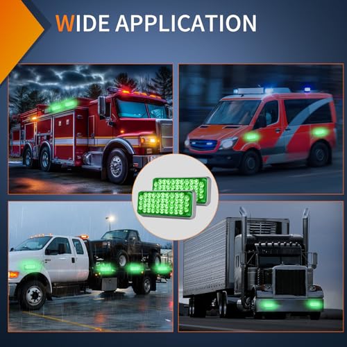 Nilight 2PCS 42LED Green Magnetic Strobe Lights Portable Warning Hazard Light Surface Mount Waterproof 5 Patterns for 12V 24V Cars Trucks Van Off Road Vehicles ATV - color: 42LED Green