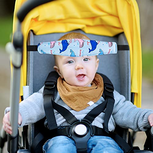 HESTYA 2 Pcs Carseat Head Support Toddler, Stroller Seat Headrest for Sleeping Traveling, Neck Relief Headband Strap for Kids Children Toddler Infant(Dinosaur and Dolphin) - color: Dinosaur and Dolphin