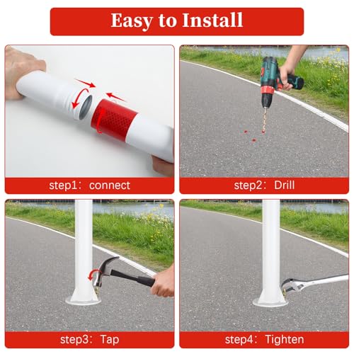 Safety Bollard (32 inch) with Reflective Bands – Heavy-Duty Steel Parking Post, 2 inch Diameter, Includes Anchor Bolts, White/Red - color: White-1 Pack