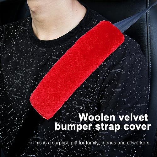 Ziciner 2 Packs Car Seatbelt Covers Shoulder Pad, Universal Soft Faux Sheepskin Shoulder Cover for Comfortable Driving, Fluffy Seat Belt Protector Help to Protect Your Neck and Shoulder (Red) - color: Red