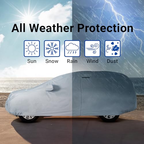 iCarCover 18-Layers Premium Universal Fit SUV Car Cover Waterproof All Weather Sun Rain Snow UV Protection Outdoor Indoor Full Exterior Covers for Automobiles Sedan Hatch Coupe Fit for 174-178 inch - size: 18. Fit Mid Size SUV Length 174-178 inch