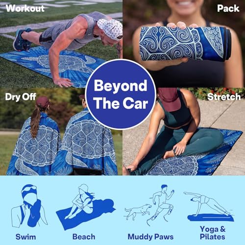 2 Pack Car Seat Towel Covers, Sweat-Proof Microfiber Seat Protectors for Gym, Running, Beach & Workout, Breathable Quick-Dry, Machine Washable, Blue Sea Turtle Print, Universal Fit - color: Blue Sea Turtle