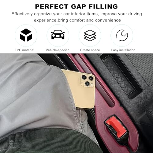 2 PCS Car Seat Gap Filler, Multifunctional Side Seat Gap Stopper Organizer with Phone Holder, Automotive Crevice Blocker Plug Between Seats Console to Prevent Dropping (Red) - color: Red