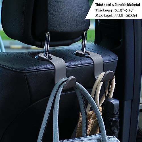 Car Seat Headrest Hooks Vehicle Storage Organizer for Purses Handbags Groceries Coats – Holds 55 lbs 360° Rotating Checkered Pattern Design 4 Pack (Gray Checkered) - color: Gray Checkered