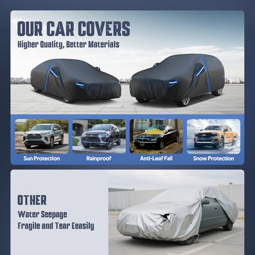 Kayme SUV Car Cover Custom Fit for Mercedes Benz GLC 300 350e, Volkswagen Tiguan Allspace, Audi Q5 SQ5, Windproof Upgraded & 100% Waterproof. All-Weather Full Exterior Cover Rain Sun Snow Protector. - size: Fit for Mercedes Benz GLC,VW Tiguan,Audi Q5