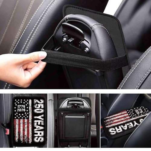Dreaweet 250 Years American Flag Car Center Console Cover Patriotic Car Accessories Arm Rest Cover Middle Console Cushion Pad Anti-Scratch Universal Armrest Storage Box Mat - color: 250 Years American Flag