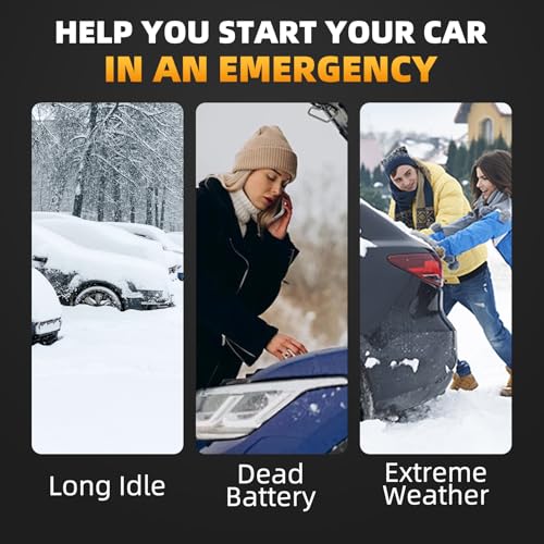 10-in-1 Portable Car Battery Jump Starter with Air Compressor, Jump Starter 6000A 26800mAh 160PSI (All Gas/12L Diesel), 12V Jump Box Car Battery Jumper Starter Portable Jumper Cables, Lights - color: Grey-black
