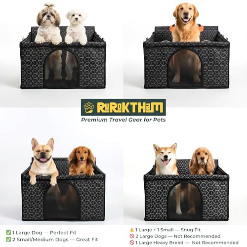 Dog Car Seat for Large Medium Dogs | Waterproof Dog Seat Cover for Back Seat with Hard Bottom | Alloy Twist-Lock Rods | 3 Mesh Windows | Removable Fleece Mat | Cars, SUVs, Trucks - color: Black