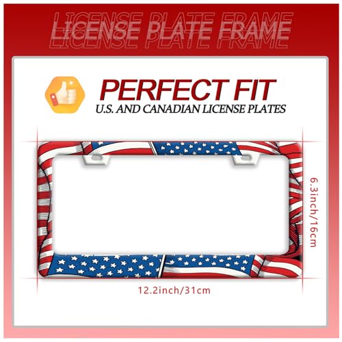 Patriotic American Flag License Plate Frame Abstract USA Flag License Plate Funny Auto Accessory Bracket Stainless Steel License Plate Frames 6.3 x12.3 Inch - color: Abstract USA Flag