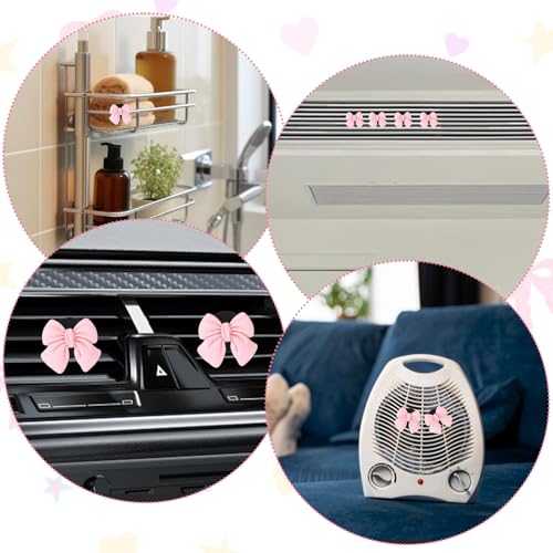 Tyqour 6pcs Pink Bow Car Vent Clips Air Freshener Vent Clip Cute Air Conditioning Outlet Clip Car Interior Decor Charm Accessories(3.2 cm, 3.4 cm)