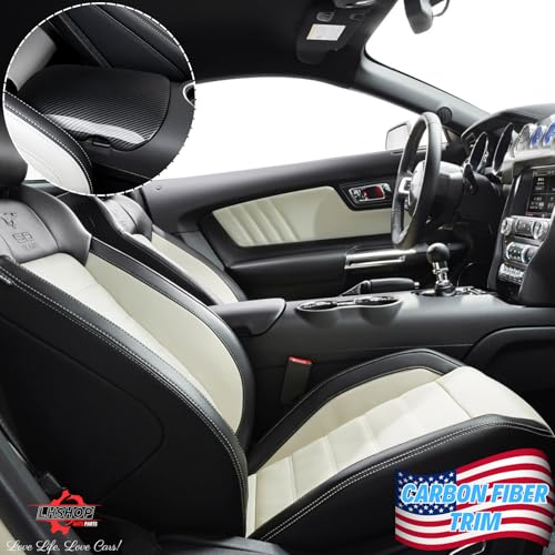 Carbon Fiber Center Console Cover Armrest Lid Cover for 2015-2024 Ford Mustang GT/Ecoboost/ S550/ S650/ Shelby GT350/GT350R/GT500 Interior Trim Car Accessories - Gloss Black