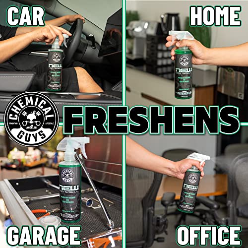 Chemical Guys New Car Smell Air Freshener and Premium Odor Eliminator Refreshes & Neutralizes Odors, Great Car Fresheners for Trucks, SUVs, RVs, and More - 16 oz - size: 16 Fl Oz (Pack of 1), style: NEW CAR 16 oz