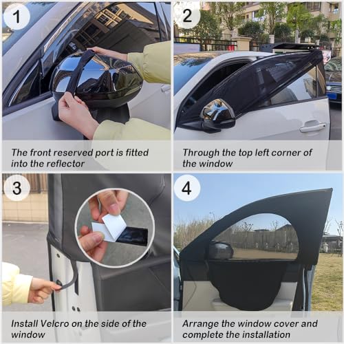 4PCS Car Window Shades with Zipper,Breathable Car Window Cover Baby Window Shades for Car,Camping Essentials Side Window Sun Shade for Privacy Protection Fits Most Cars - color: front and rear windows/4pcs