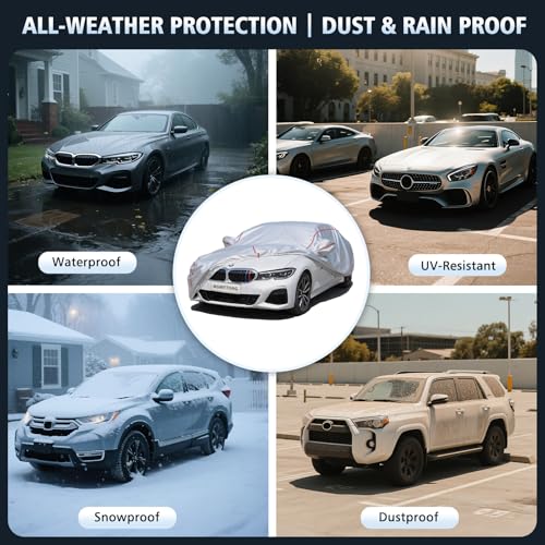 Car Cover, 360 Underbody Wrap Design, All-Weather Waterproof, Suitable for Sedans, Vehicle Body Length 194-208 in - size: 1(Sdean-A3)