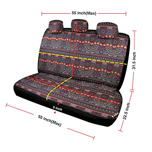 Baja Saddle Blanket Car Seat Covers 9PCS Full Set, Breathable and Washable Striped Woven Automotive Vehicle Seat Cover, Universal Boho Seat Cover for Sedan, SUV, Truck, Airbag Compatible - color: Red Baja, size: Full Set