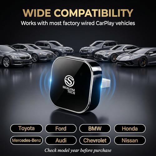 2-in-1 Wireless CarPlay & Android Auto Adapter, Wired to Wireless Adapter for Factory Wired CarPlay Vehicles, 5.8GHz WiFi, Bluetooth 5.3, Fast Auto-Connect – Black - color: Black