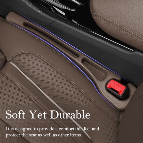 Car Seat Gap Filler 2-Pack, Universal Car Seat Gap Filler Organizer, Seat Gap Plug – Fills Gap Between Seat & Console (Brown) - color: BROWN