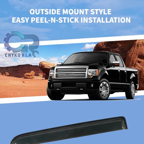 Rain Guards Window Visors Fit for 2009-2014 Ford F150 SuperCrew Cab Truck, Outside Mount Sun Shade Window Vent Deflectors,Smoke Tinted Side Window Vent Visors 2010 2011 2012 2013 - size: For 2009-2014 F150 SuperCrew