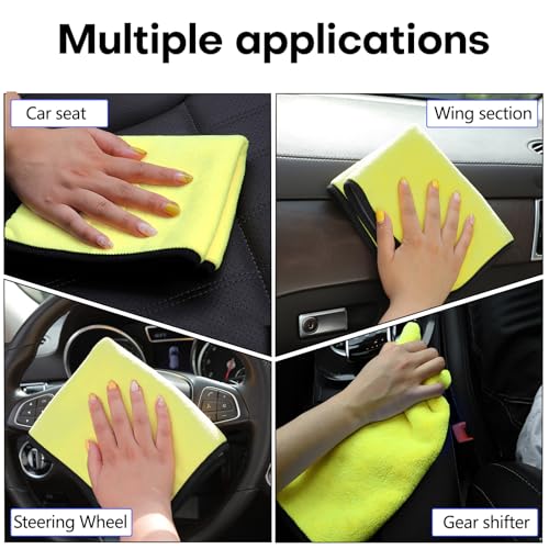 Hovom 3PCS Car Microfiber Towels, 23.62"×11.81" Lint-Free Microfiber Towels for Cars Wash Drying, Super Absorbent Cleaning Cloths, Reusable Washing & Detailing Towel, Car Cleaning Supplies (Yellow) - color: Yellow