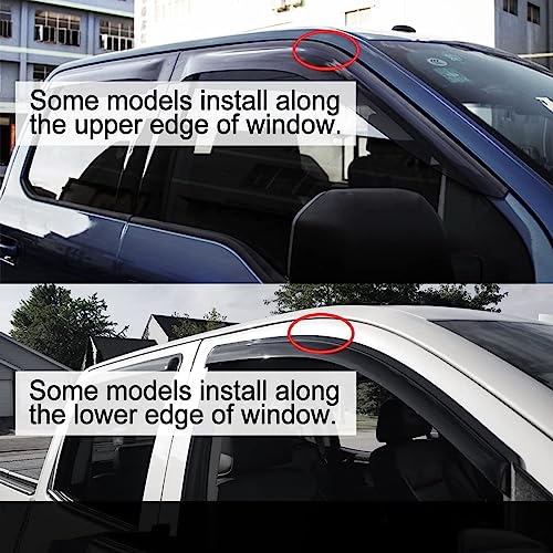 4pcs Outside Mount Style Window Rain Guards Durable Side Window Wind Deflectors Dark Smoke Vent Window Visors Fit for Ford Fiesta 2009-2019 Sedan & Hatchback 94547 - size: for 2009-2019 Fiesta