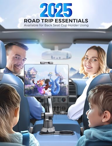 eSamcore Cup Holder Tablet Mount for Truck, Car Tablet Holder with Adjustable 15" Height 360° Rotation Stand, 0.9" Depth Clamp Fit for iPad Air/Pro/Mini 4.7"-12.9" Foldable Phone iPhone