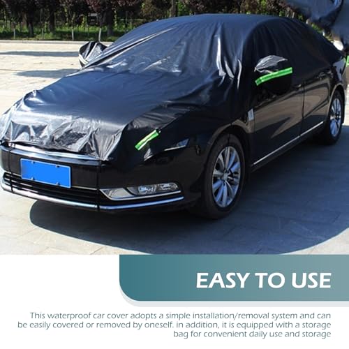 1 PC Half Car Cover, Car Cover for Pea-Sized Hail Protection, 17.72 FT Length Waterproof Dustproof All Weather, Universal Fit for Sedans (Black)