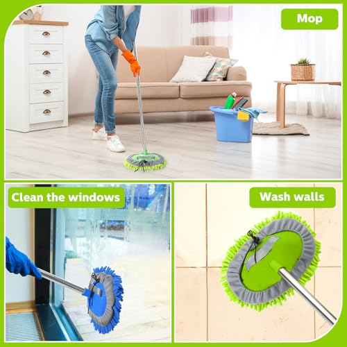 Layhit 5 Pcs Car Wash Mitt Set, Brush Not Included, Microfiber Mitt Cleaning Car Truck Washing Tools Kit RV Pickup Chenille Scratch Replacement (Royal Blue and Green) - color: Royal Blue and Green