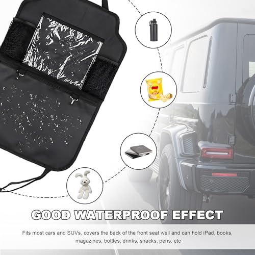 2PCS Car Backseat Organizer, Oxford Car Back Seat Protecter Kick Mat with Touch Screen Tablet Holder, Waterproof Automotive Seatback Storage Bag with Multi Functional Pockets (Zipper) - color: Zipper