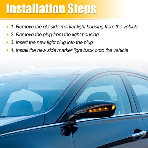 X AUTOHAUX 1 Pair Car 4 LED Front Left and Right Side Mirror Turn Signal Light 87613-3S000 87623-3S000 for Hyundai Sonata 2011-2014