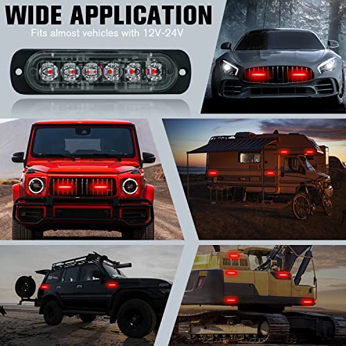 DIBMS LED Emergency Strobe Lights Bar 8x Red 6 LED Strobe Warning Emergency Flashing Light Caution Construction Hazard Light Bar For Car Truck Van Off Road Vehicle ATV SUV Surface Mount - color: Red