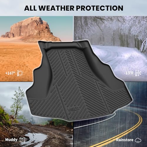LASFIT Trunk Mat for Honda Accord 2012 2011 2010 2009 2008, All Weather TPE Custom Fit Pet Friendly Easy Clean Trunk Liner Cargo Mat Cargo Liner Accessories, Black - style: 6)For Honda Accord | 2008-2012 | Trunk Mat