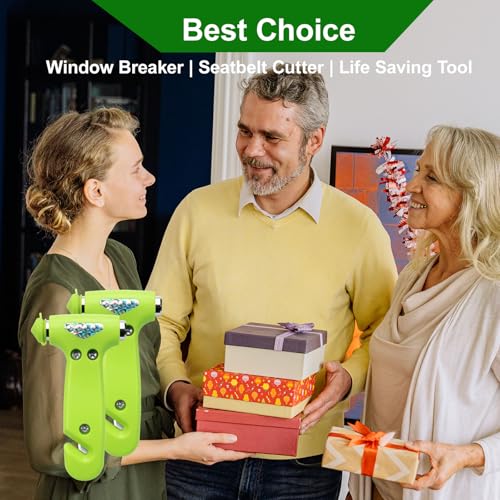 Car Window Breaker, Safety Hammer - 3 in 1 Escape Tools, Window Breaker Seatbelt Cutter, Roadside Emergency Kit with Light Reflective Tape(2 Pack, Green) - color: Geen, size: 2 Pack