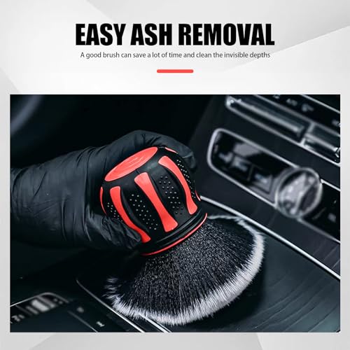 1 PC Car Detail Brush, Car Beauty Tools, Ultra Soft Detailing Brush with Storage Rack, Car Interior Cleaning Brush, for Most Cars (Red), LEEQJS1702RE-1PC