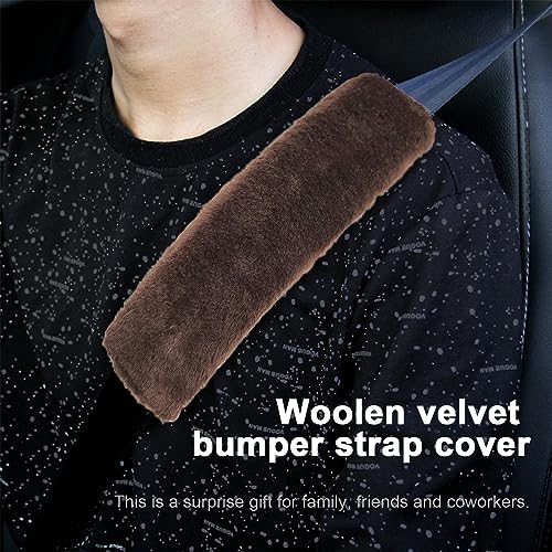 Ziciner 2 Packs Car Seatbelt Covers Shoulder Pad, Universal Soft Faux Sheepskin Shoulder Cover for Comfortable Driving, Fluffy Seat Belt Protector Help to Protect Your Neck and Shoulder (Coffee) - color: Coffee