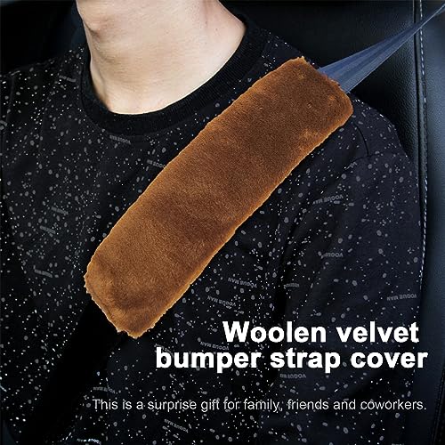 Ziciner 2 Packs Car Seatbelt Covers Shoulder Pad, Universal Soft Faux Sheepskin Shoulder Cover for Comfortable Driving, Fluffy Seat Belt Protector Help to Protect Your Neck and Shoulder (Brown) - color: Brown