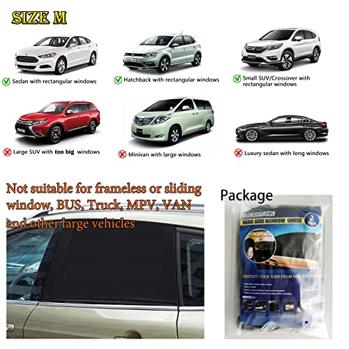 Car Window Sun Shade Cover -2 Pack Breathable Mesh Rear Side Window Shade Sunshade UV Protection for Baby Kids Pet Size M, Mosquito Net Curtain Fit for Most(95%) of Cars, Cover Full Window - size: Medium-Rear Window