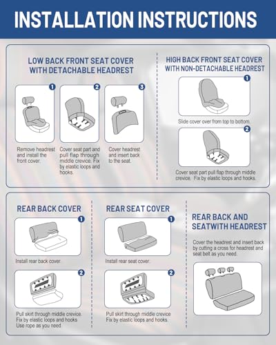 Baja Saddle Blanket Car Seat Covers Front Set with Seat Belt Pads, Washable Breathable Striped Woven Cloth Seat Covers for Cars, SUV, Truck, Airbag Compatible(Blue) - color: Blue, size: Front Set