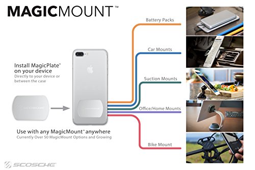 Scosche MPRNDRK-SP MagicMount Replacement Metal Plate Kit for Phone, Metal Plates for Magnetic Mount Cell Phone Holder for Car, Universal with All Devices and Phone Case, Black - Round - size: 2 Plates, style: Round